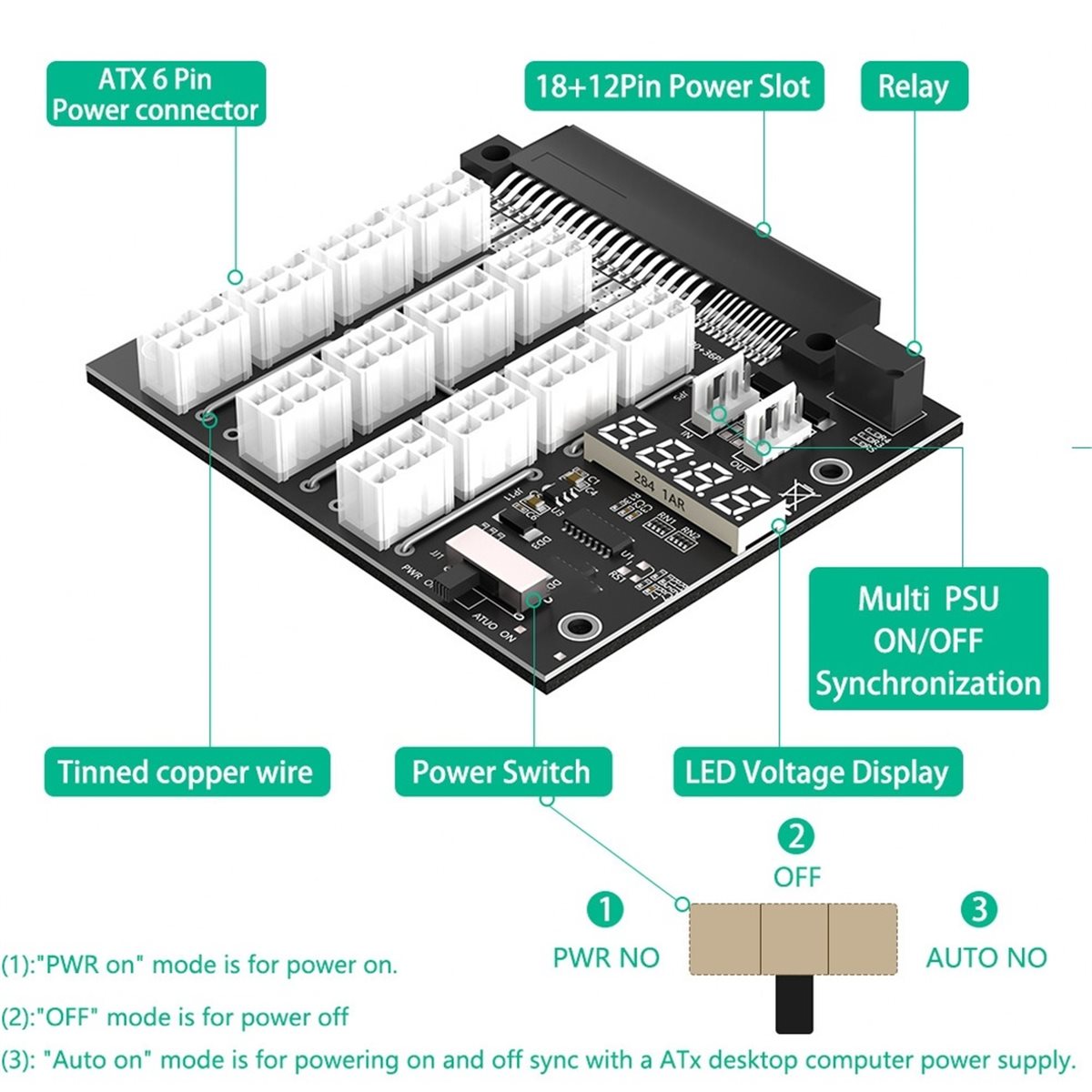 لوحة توصيل M05K بـ 12 منفذ PCI - مراجعة 2400W Server Psu Breakout Board وسعره